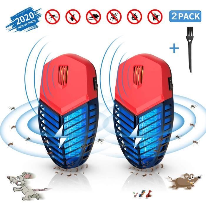 Lampe Anti Moustique Électrique Mouches Piège Répulsif Moustique, Mites, Mouches,Insectes,Interieur et Exterieur (2 Pack)