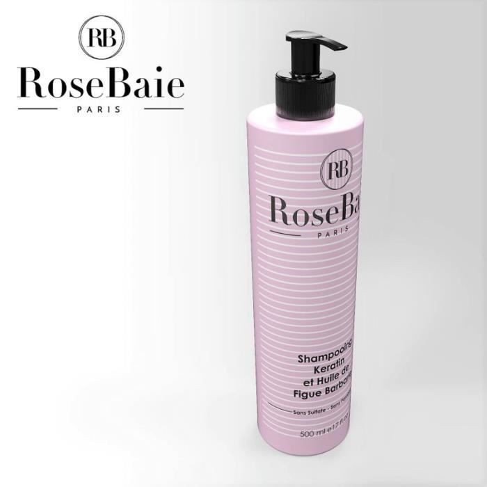 RoseBaie - Shampooing Kératine Et Huile De Figue De Barbarie Rosebaie 500 Ml