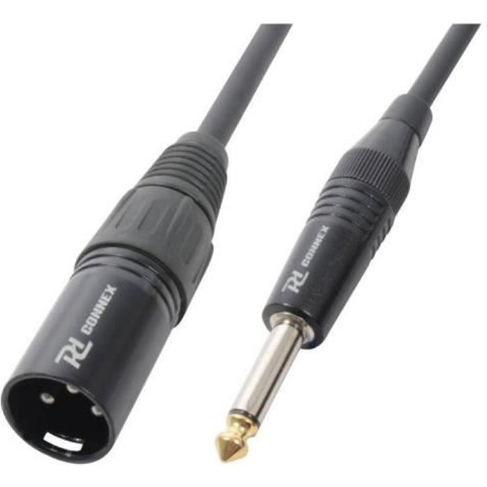 Cordon XLR mâle / jack 6.35 mono, 1.5 m, noir-PD Connex