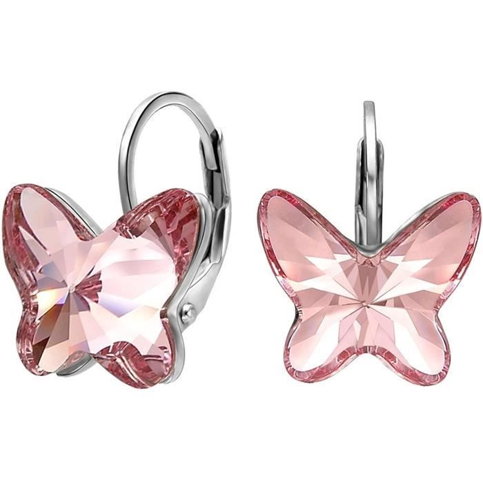 BOUCLE D OREILLE NCE PARISIENNE Boucles doreilles Butterfly Papillon Swarovski Elements Bleu Bijoux pour femmes enfants filles517