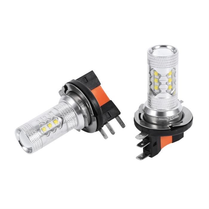 Cuque Lampe de voiture 2pcs HID Blanc 80W H15 LED Ampoules Lumières Lampe HB049