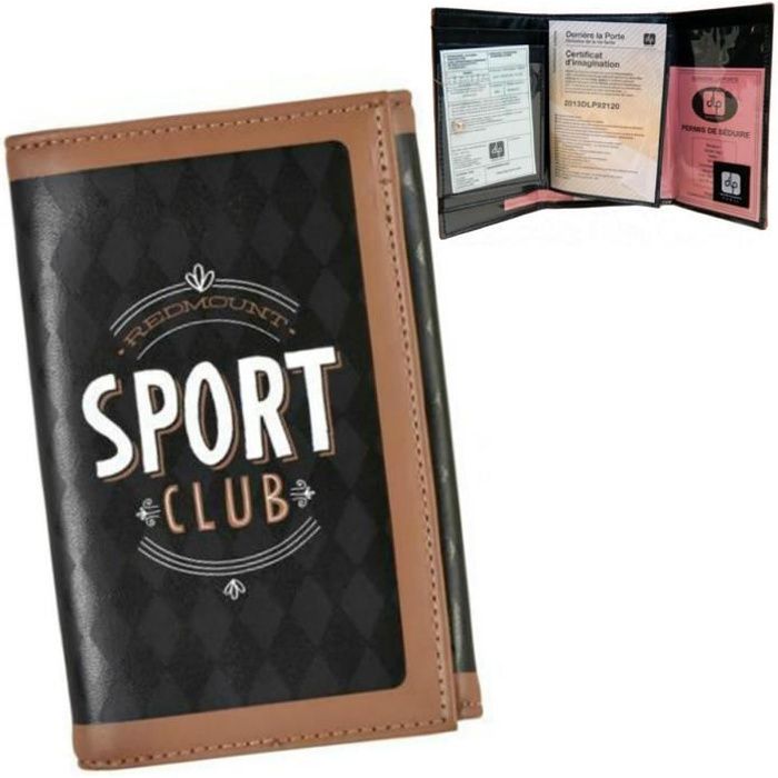 Pochette Papiers Voiture SPORT CLUB - pour Permis de Conduire Carte Grise Assurance Idée Cadeau Original Homme DLP Derrière La Porte