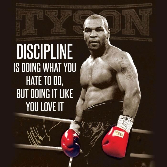 Poster Affiche Discipline Mike Tyson Boxer Citation Inspirante Anglais Motivation 42cm x 42cm