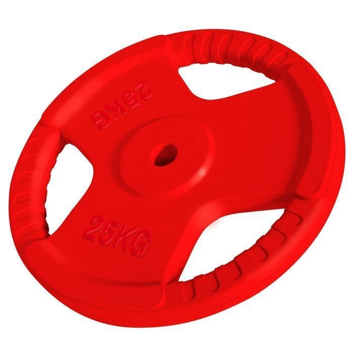1 x Disque de 25 KG -Poids en fonte avec poignées et revêtement caoutchouc - Ø 31mm d'alésage