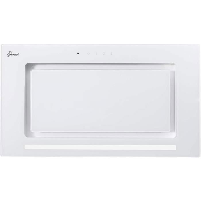 GURARI GCH E 217 WH 70 PRIME+filtre à charbon, Hotte aspirante 70 cm, en blanc,Blanc verre, 1000m³/h+filtre à charbon