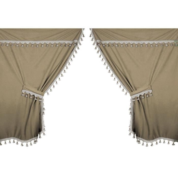 Set de Rideau Première pour Camion en Microfibre Beige 9 Pièces