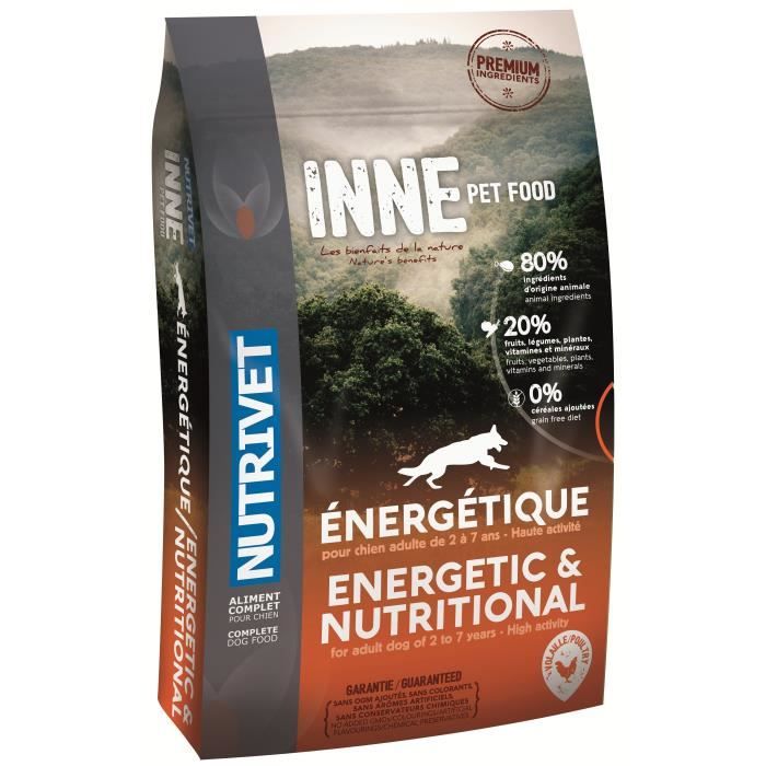 NUTRIVET Croquettes au poulet Inne Energétique - Pour chien adulte - 12 kg