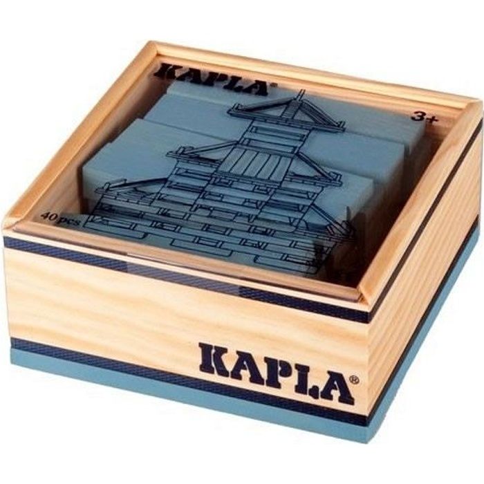 KAPLA Coffret Bois 40 Planchettes - Bleu Clair