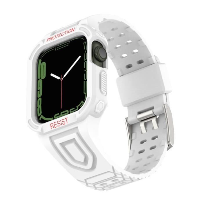 Sangle Pour Apple Watch Series 1-2-3 42Mm-4-5-6-Se 44Mm-7 45Mm Coumor Contrast Adjustable Band + Protective Case,Blanc Blanc