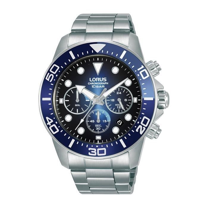 Bracelet acier homme - LORUS - Montre Lorus chronomètre bleue - Couleur de la matière:Blanc