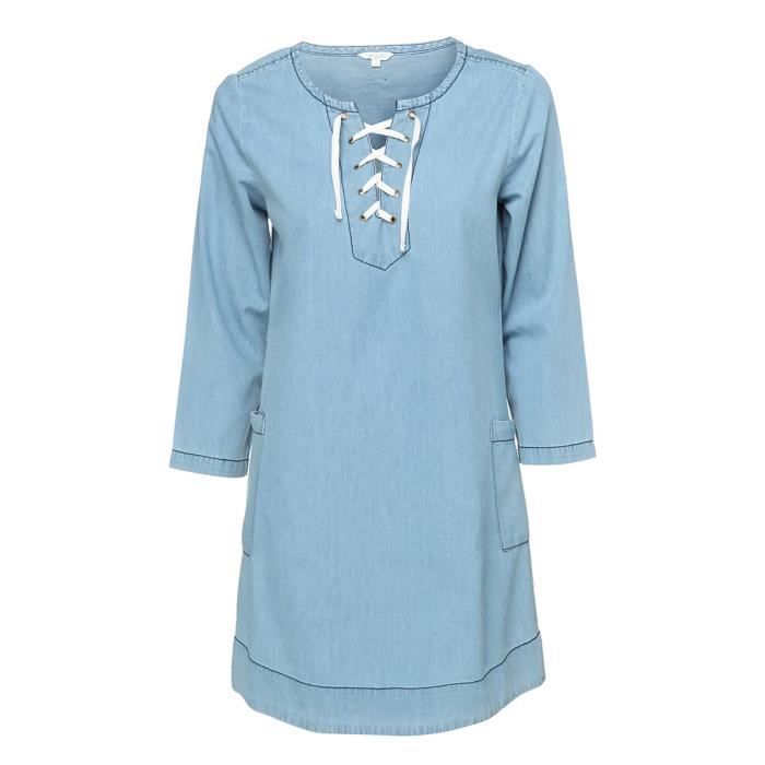 DEELUXE - Robe Bleu Manches 3/4