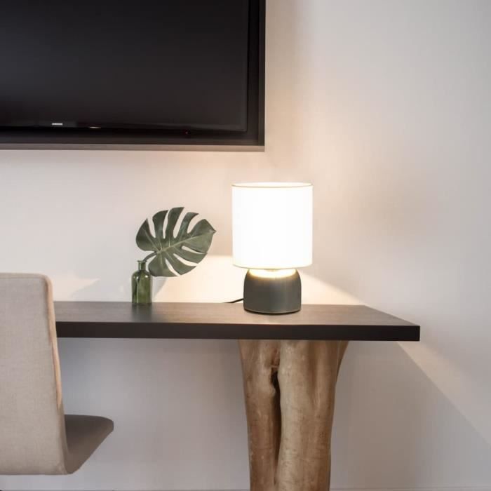 5123Super® Lot de 2 lampes de table,chevet,Lampe à poser,Lampe de bureau Montage facile Bouton tactile Blanc E14