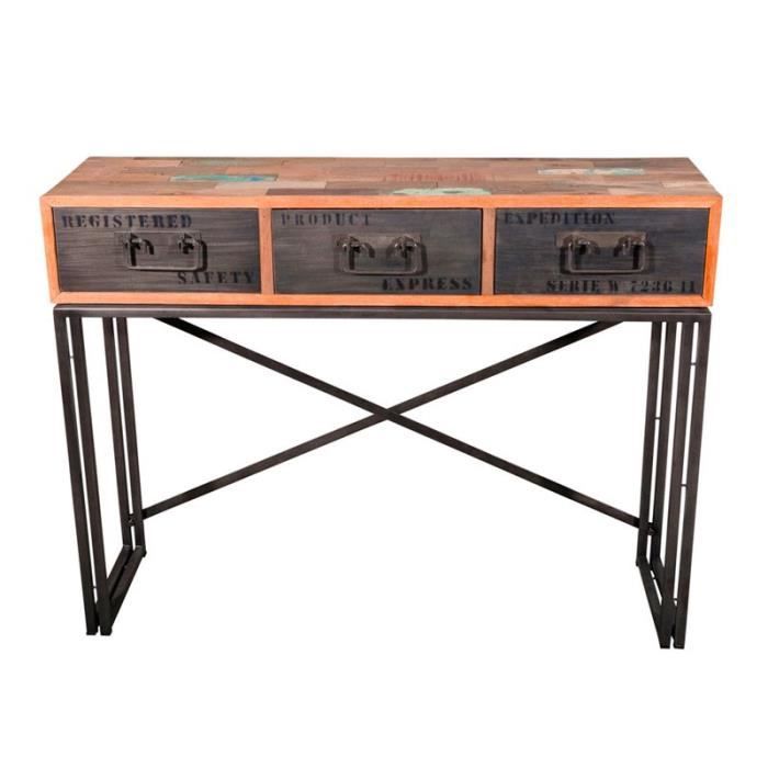 Console en bois 3 tiroirs - INDUSTRY - L 120 x l 35 x H 90 cm