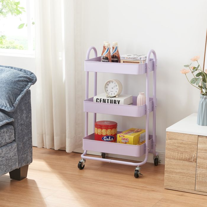 Chariot de service Pyhäntä à 3 paniers acier 79 x 46 x 35 cm violet Chariot de service Pyhäntä à 3 paniers acier 79 x 46 x 35 cm violet