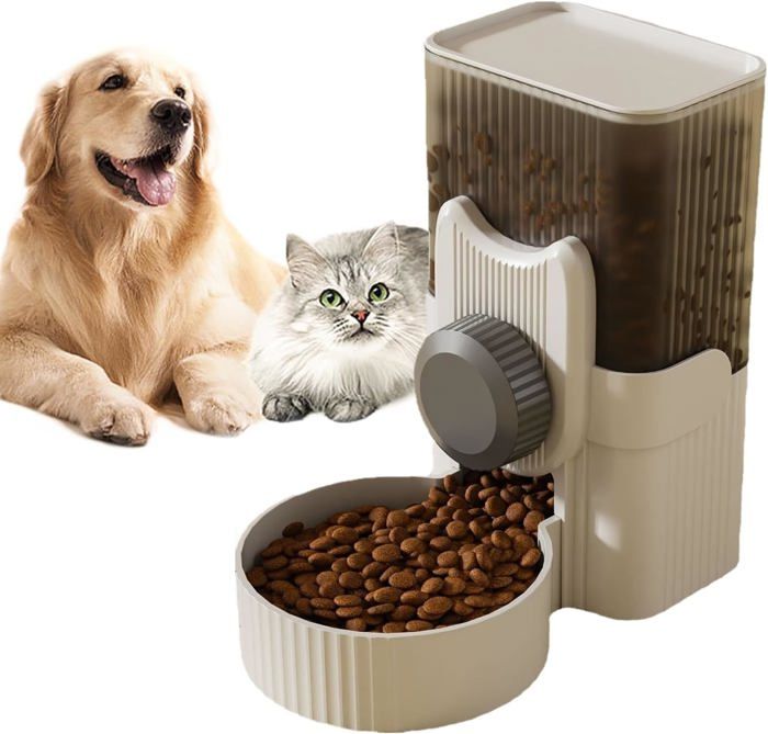 Mangeoire à réapprovisionnement automatique pour animaux de compagniecapacité de 1Lensemble de distributeur(mangeoire gris)