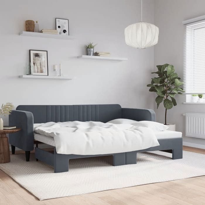vidaXL Lit de jour avec gigogne sans matelas gris foncé 90x200 cm 3197064