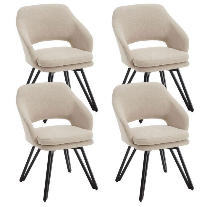 Wahson Chaise de Salle à Manger Lot de 4 Chaise Salle à Manger avec Accoudoirs Chaise de Salon Pivotante pour Cuisine Lin Avoine