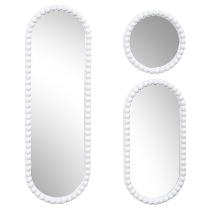Miroir - HOME DECO FACTORY - Corfu - Blanc - Set de trois miroirs