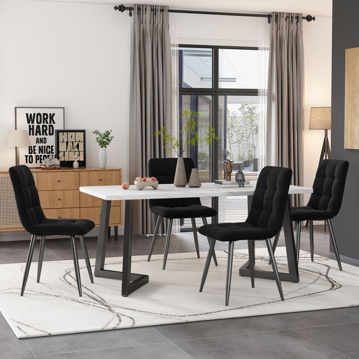 Ensemble de table à manger durable avec 4 chaises table à manger rectangulaire ensemble de table de cuisine moderne chaise