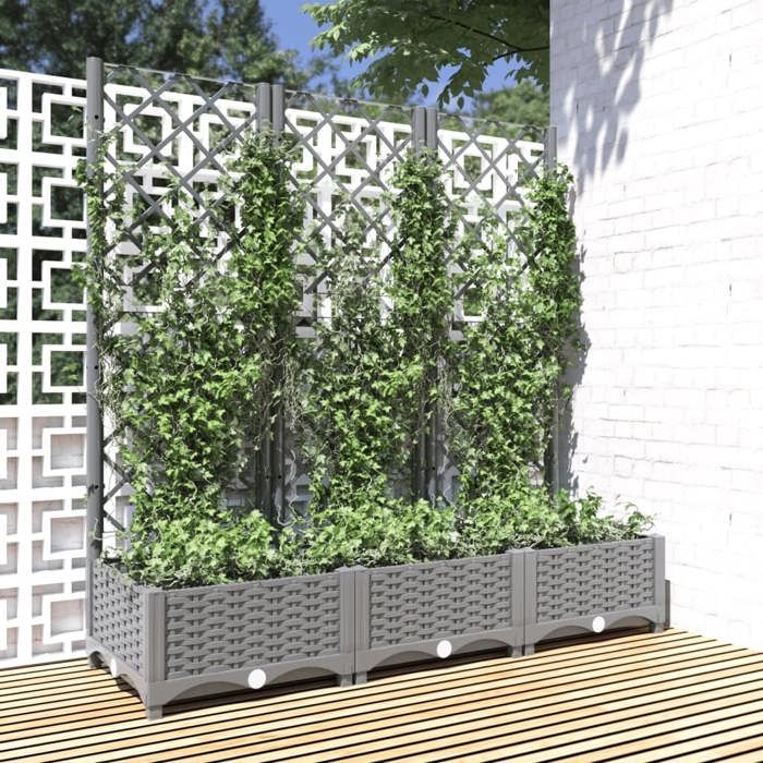 Jardinière Avec Treillis - Bac à Fleurs - Pot De Fleurs 100x43x142 Cm Pp Moka