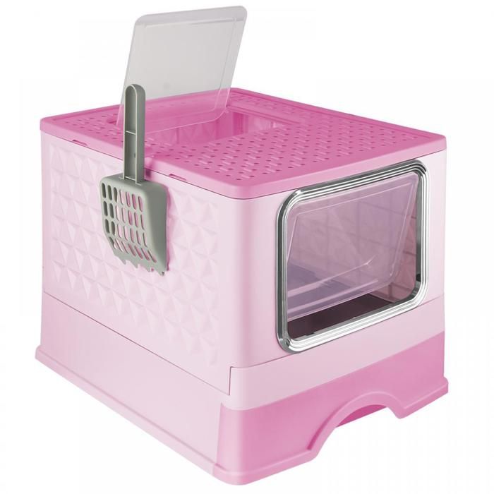 Meilleurs prix pour B.LIVEM Bac à Litière pour Chat avec Couvercle, Bac à Litière Entièrement Fermé, Maison pour Chat XXL, 52 x 39 x 39 cm, Rose