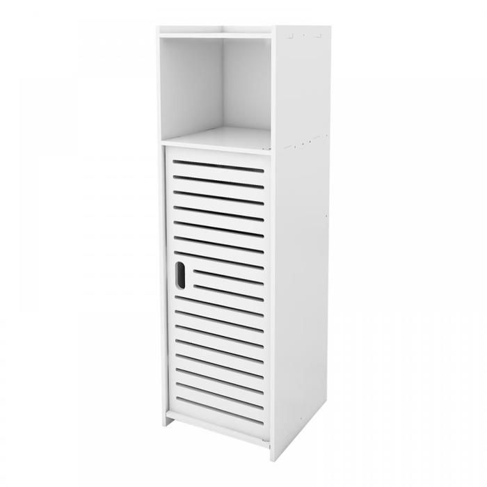 Armoire scandinave pour rangement de salle de bain avec 1 porte et 3 compartiments - ERROLVES - Blanc - 23*22*78 CM