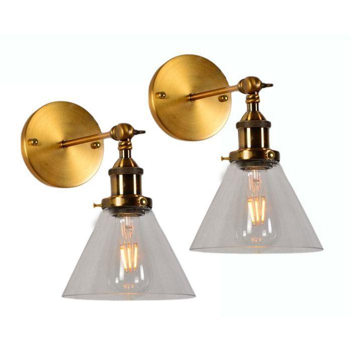 Diday 2x Applique Murale Intérieur en VerreLampe Murale Industriel Style Nordique Luminaire Vintage Réglable 180° pour Slaon Cafés