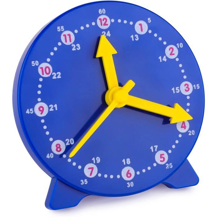 Horloge déducation précoce indiquant lheure pour les enfants 4 pouces 12/24 heures (bleu foncé)