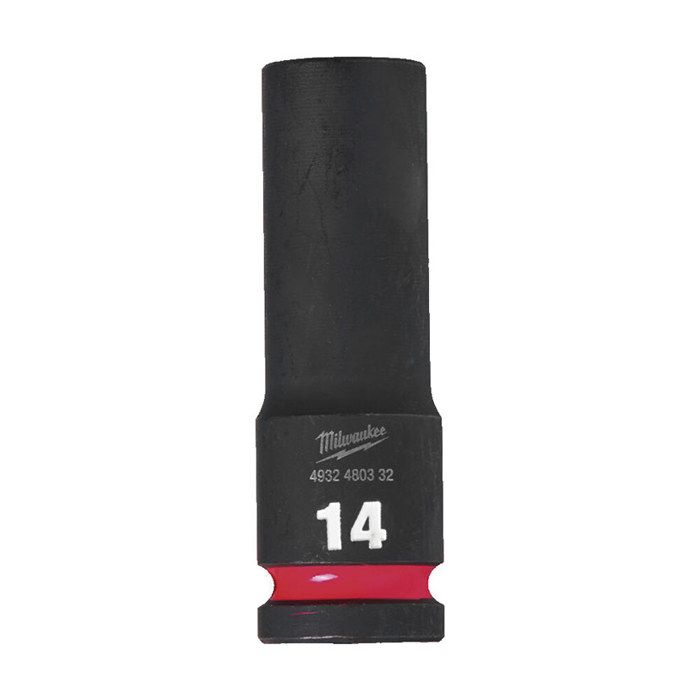 Douille 1/2 hex longue - MILWAUKEE - 4932480332 - 14 mm - SHOCKWAVE (chrome-molybdène) - 78 mm