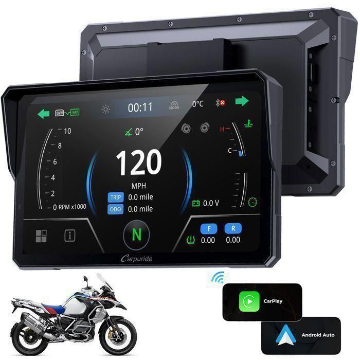 Autoradio CARPURIDE W702BS Pro Ecran Carplay pour BM Moto BM Wonder Wheel Carplay sans Fil & Android AutoLecture de données