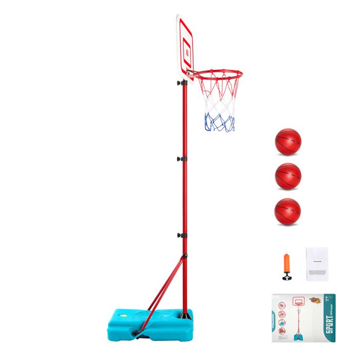Sonnewelt – Panier De Basket 4 En 1 Enfant – Hauteur Réglable 114-160 Cm – Football, Golf, Lancer D’Anneaux – Cadeau Sport