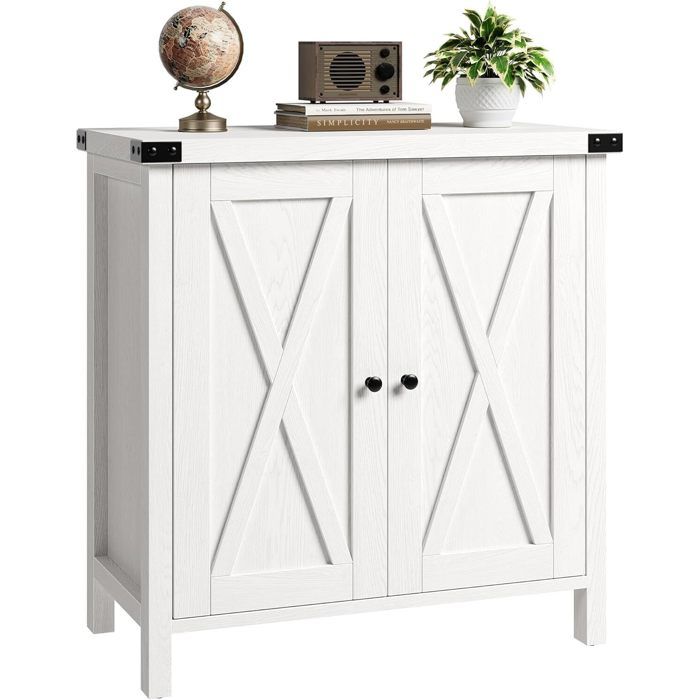 Buffet de Ferme - SALUT - MDF & PB - 76x40x80cm - Poignées Métal - Charge 100kg - blanc Vintage