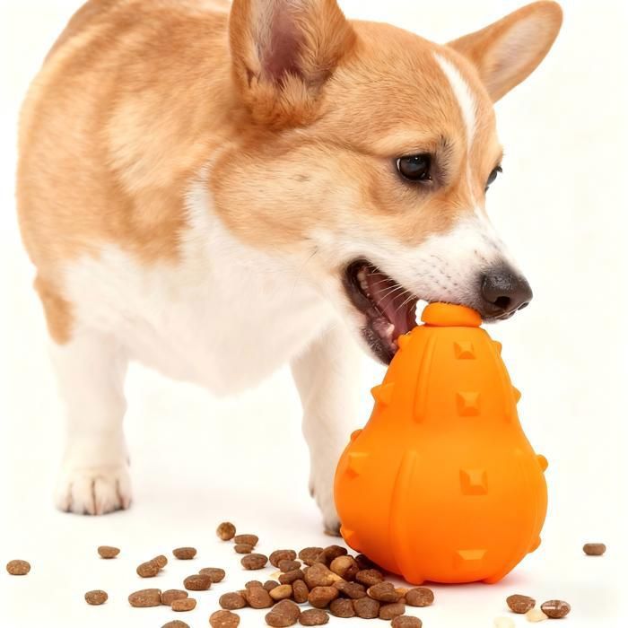 Comparer les prix de Jouet à Friandise pour Chien Chat – Distributeur de Croquettes en Forme de Citrouille Jouet Interactif Anti-Stress