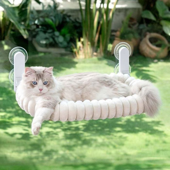 Hamac Chat Fenetre Pliable Panier Perchoir Suspendu Lit pour Petite et Grande Chats Ventouse Support Transat Etagere Coussin Chaise