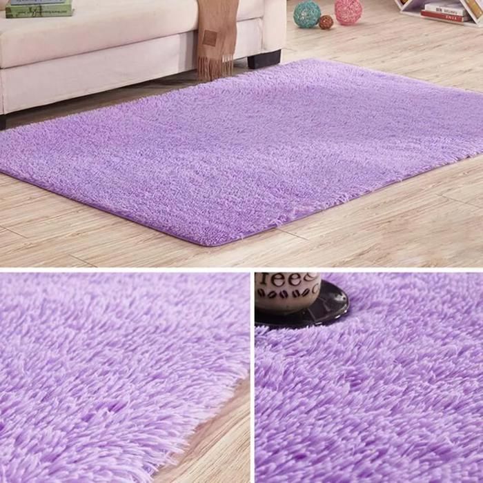 Tapis - YYV - Shaggy - Violet - 80 x 160 cm - Antidérapant