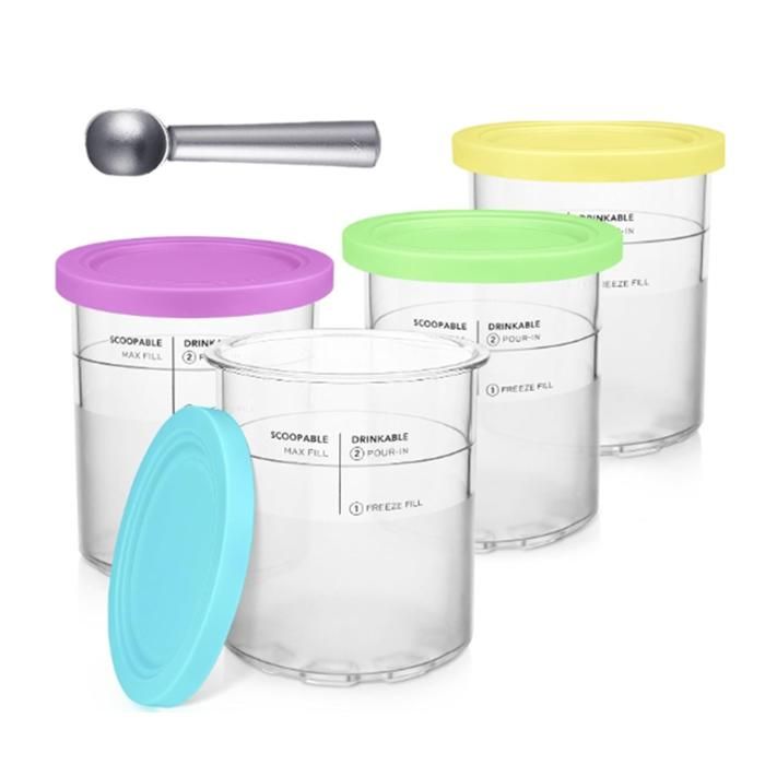 Lot de 4 pintes à crème glacée pour machine à crème glacée Ninja NC301 NC300 NC299AMZ, lot de 4 récipients avec couvercles de rechange pour pintes de crème glacée Lot de 4 pintes à crème glacée pour machine à crème glacée Ninja NC301 NC300 NC299AMZ, lot de 4 récipients avec couvercles de rechange pour pintes de crème glacée