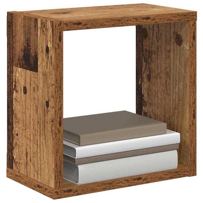 ABBO-SALE*Armoire flottante JILLS - Cabinet/ Étagères murales avec étagère 2 pcs - Bois ancien 26 x 15 x 26cm SOL543057