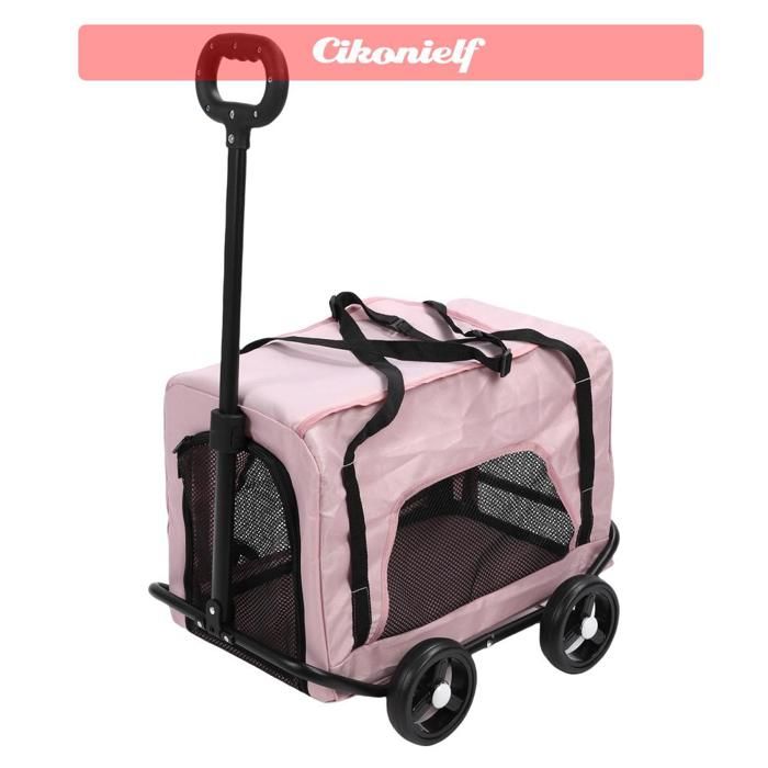Meilleurs prix pour zerone Transporteur de chien avec roues Porte-chien à 4 roues porte-chat roulant Portable petite poussette sport materiel Rose