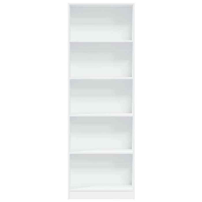 Bibliothèque blanche en bois dingénierie - MEUBLECHIC - 60x24x176 cm - Blanc - Bois dingénierie