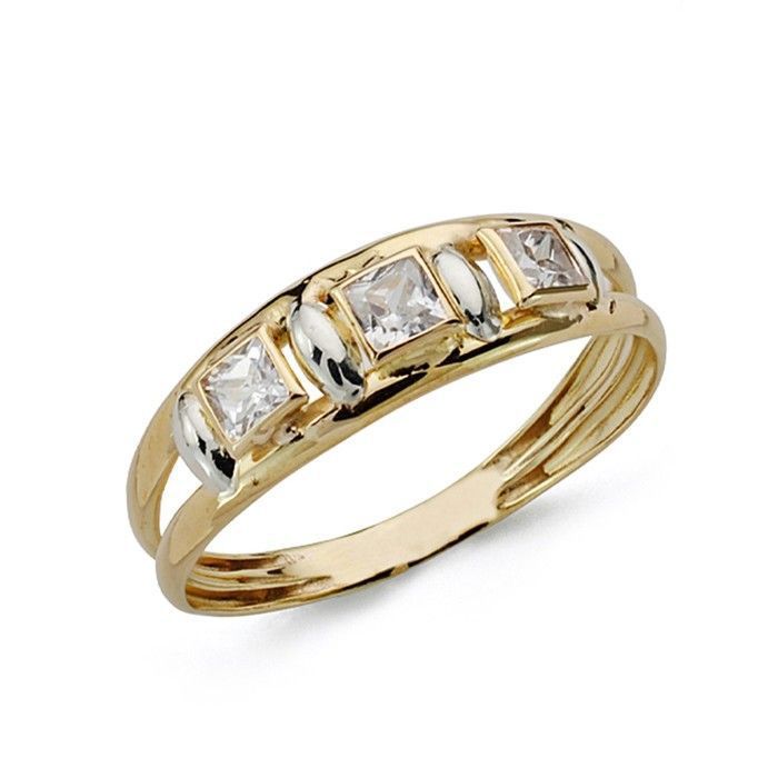 Bague en or jaune 9 carats à double corps et pierres daméthyste carrées