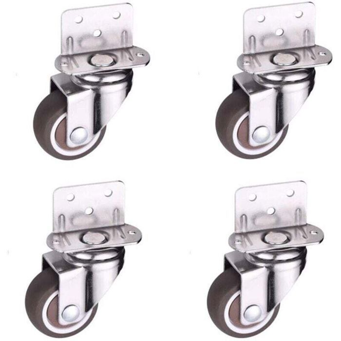 Lot de 4 petites roulettes pivotantes diamètre 25 mm roulettes en L versant lumière armoire meuble table capacité et charge :