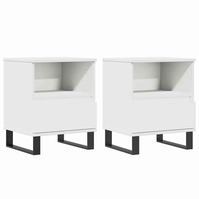En solde Table de nuit (2 pcs) - UU - Petit armoires de chevet - blanc 40x35x50 cm bois d’ingénierie L1067