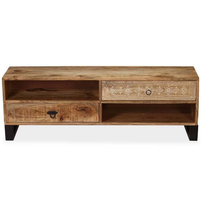 En PromotionMeuble TV CHIC - CLOUD - Meuble Télé Bas - CABINET/BANC TV - bois massif de manguier 120 x 30 x 40 cm 3998664