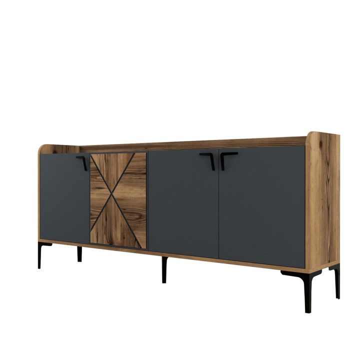 Buffet en bois Venedik - 180 x 35 x 78 cm - Gris anthracite Buffet en bois Venedik - 180 x 35 x 78 cm - Gris anthracite
