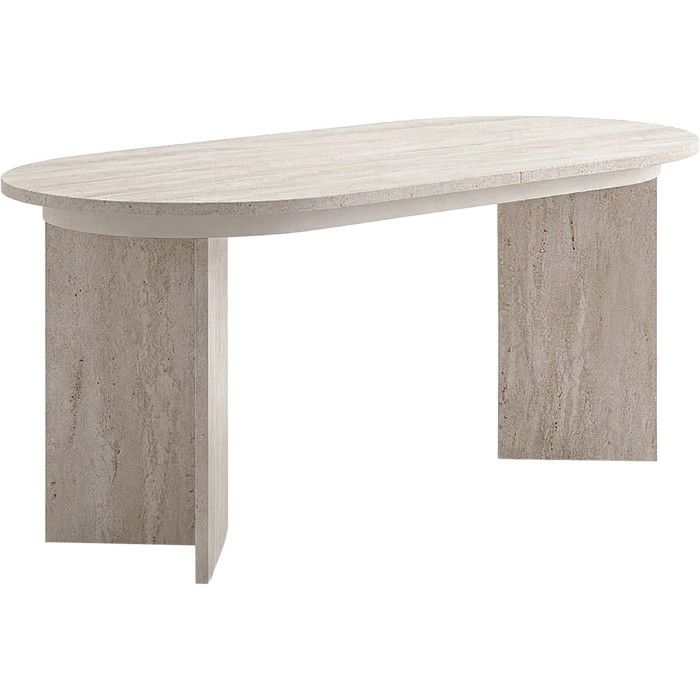 Table repas extensible en bois 160/200 cm Sorell - 8 places - Travertin