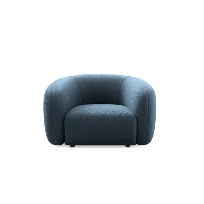 BAHIA - Fauteuil tissu bouclette - Bleu BAHIA - Fauteuil tissu bouclette - Bleu