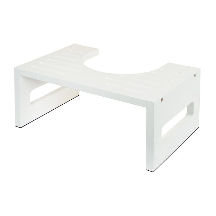 Tabouret WC Relaxdays aide au transit adultes bambou H x L x P : 18 5 x 43 5 x 28 cm blanc