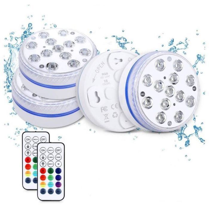 Projecteurs LED subaquatiques pour piscine avec télécommande lampes déclairage étanches IP68 éclairages sous-marins étanches po