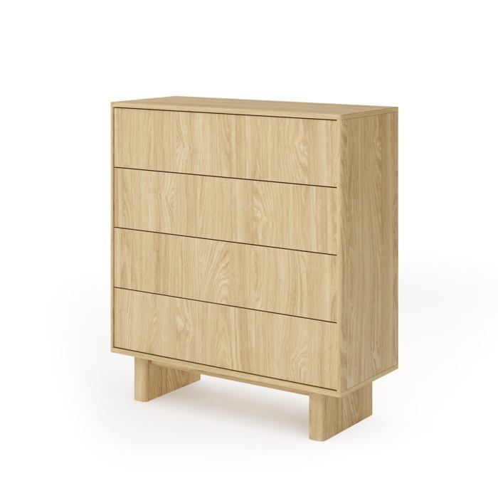 Commode - 4 tiroirs - Chêne huilé - Ouverture par pression - 93 5 x 38 1 x 103 5 cm