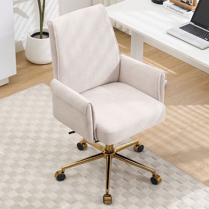 Fauteuil de bureau réglable en hauteur avec appui-dos de moyenne hauteur revêtement rayé et forme ergonomique – le choix idéal pour
